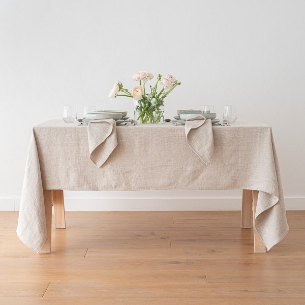 Chevron Linen tablecloth Natural