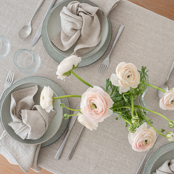 linen tablecloth natural chevron