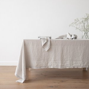Washed linen tablecloth for spring