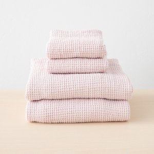 Linen towel waffle rosa