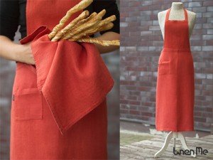 linen apron orange LinenMe Linen Aprons - LinenMe