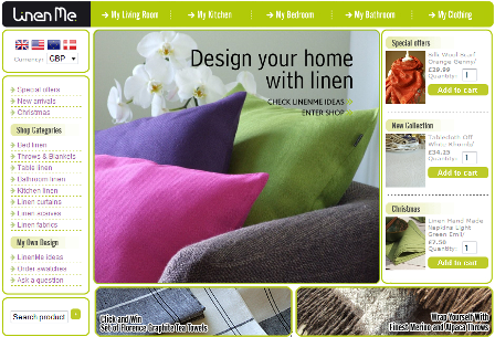 LinenMe website homepage redesign