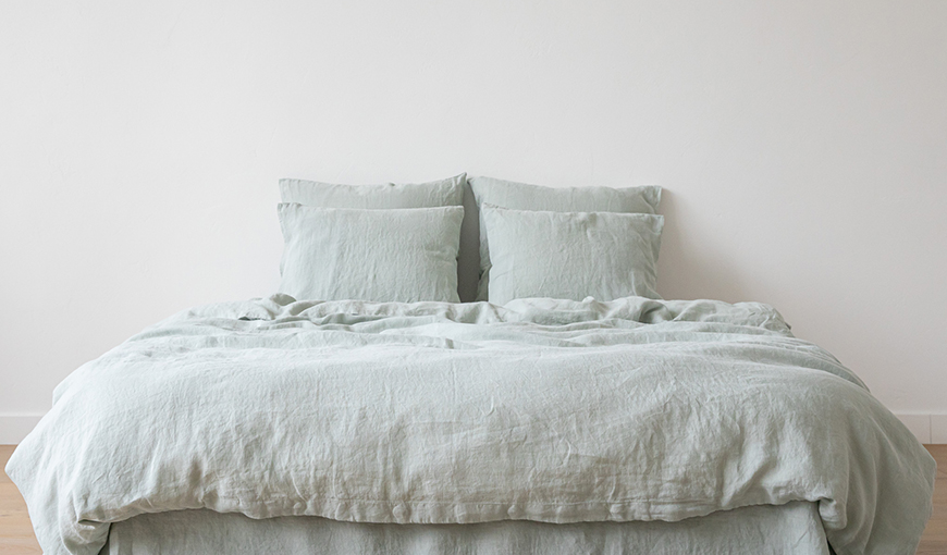 stone washed linen bedding sea foam