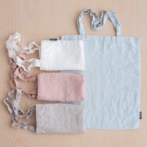 Linen shopping bag made from fabric remnants