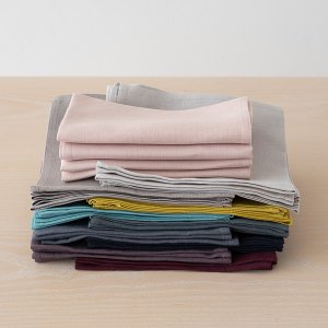 Napkins made from colourful linen offcuts