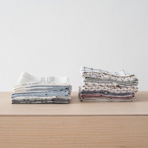 Linen tea towels and napkins in assorted colours