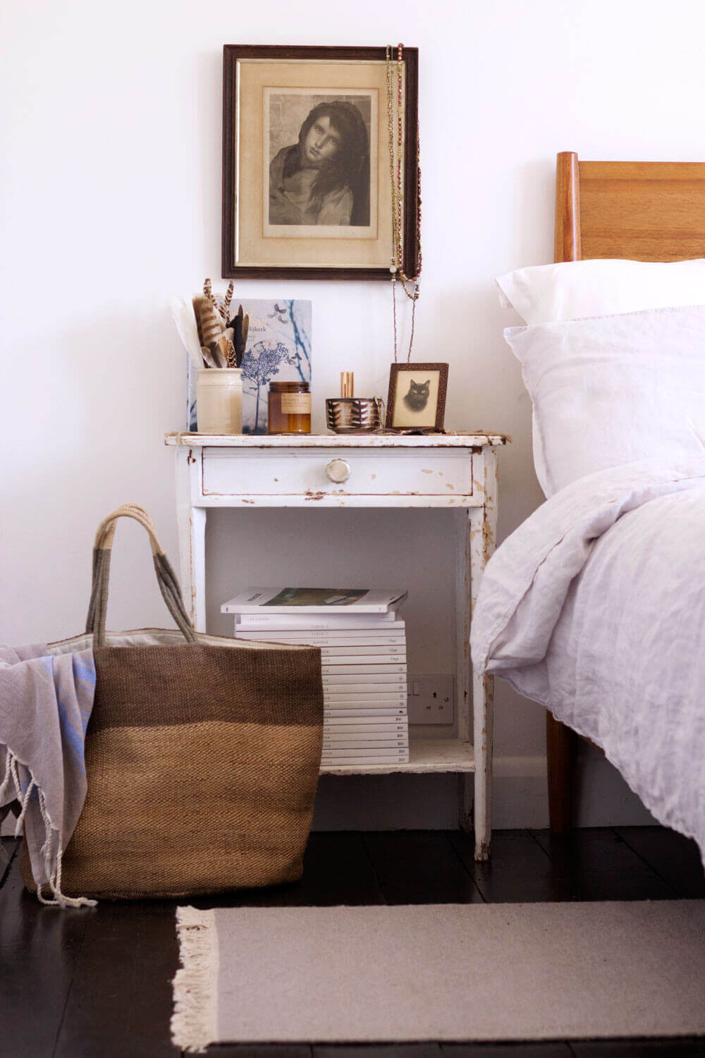 Bedside table with a drawer and an open shelf