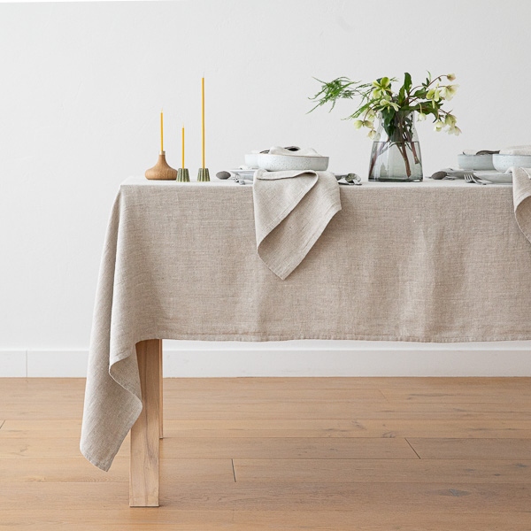 Linen Tablecloth Twill Beige