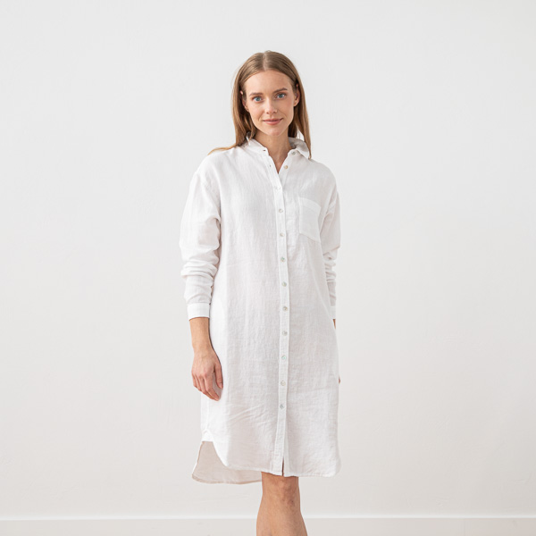 White Linen Shirt Dress Paula