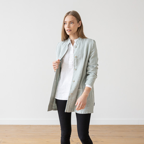 Sea Foam Linen Jacket Short Paolo - Linen jackets - LinenMe