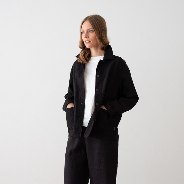 Linen Jacket Black Tokyo - Linen jackets - LinenMe