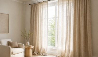 Natural linen curtains refreshing a bright living room