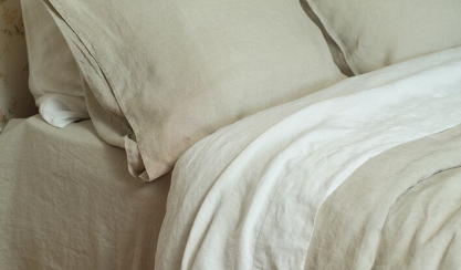 Stone-washed linen bedding